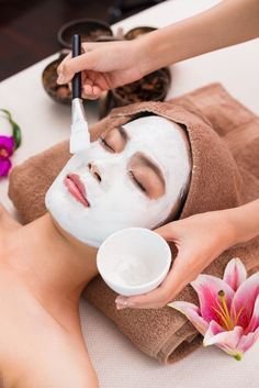 Relaxing facial treatment at a beauty studio